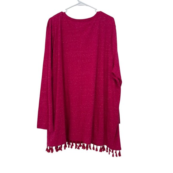 JMS Womens Plus Size 4X Pink Magenta Tunic Top With Fringe Tazzel Hem - Picture 8 of 12